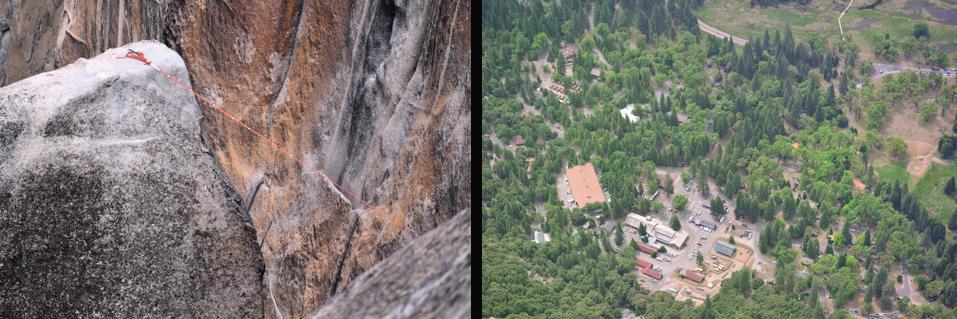 Lost Arrow on Left and Yosemite Village on Right Image